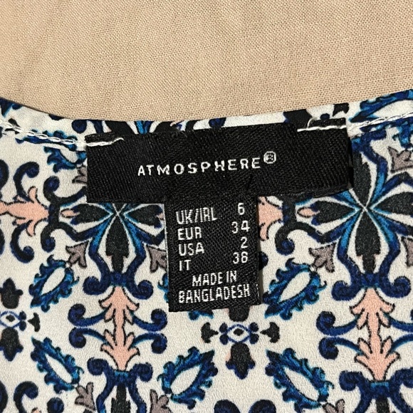 Atmosphere Sleeveless Shirt Tank Top Tile Print Womens Size 2 Summer Blouse - Picture 3 of 4